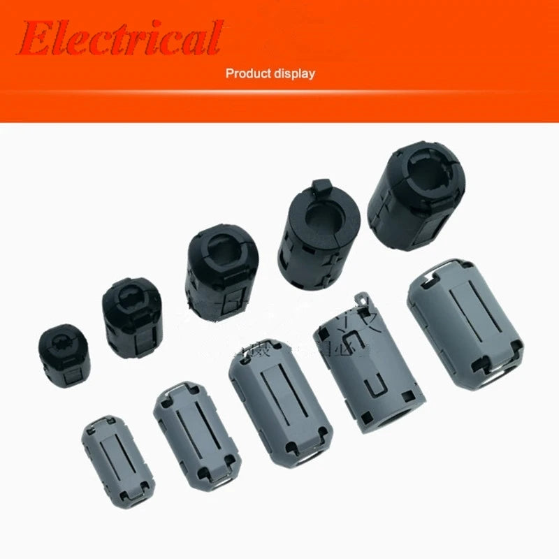 5MM 6.5MM 8MM 10MM 13MM 15MM Inner Bore EMI Filter Ferrite Bead Clip Cable Wire Noise Cancel Ferrite Ring Black/Grey