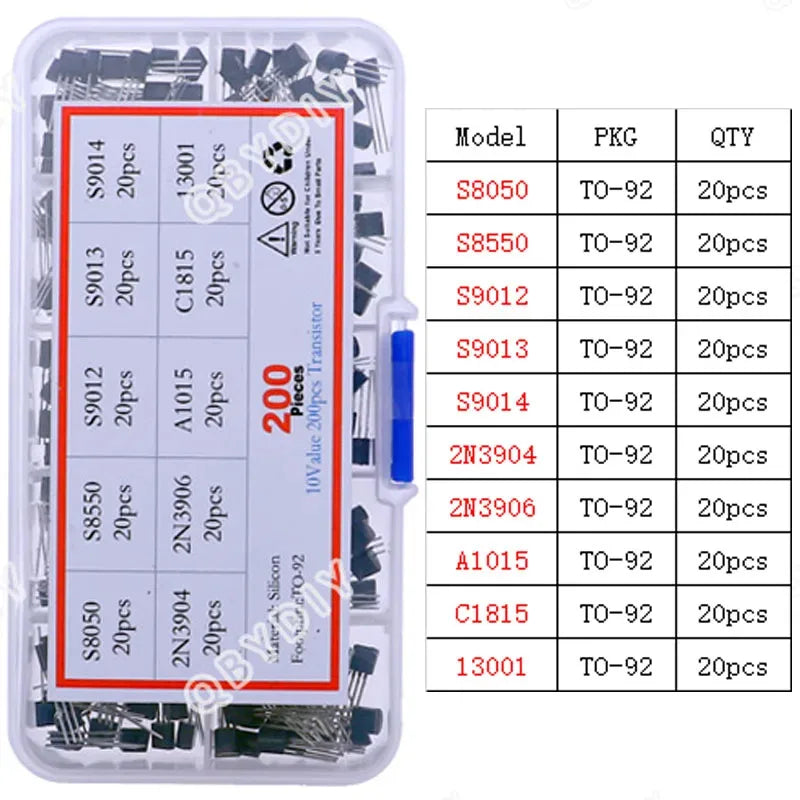 TO92 TO126 TO220 DIP Triode PNP NPN Field-Effect Transistor Assorted Kit Mosfet Thyristor mixed set