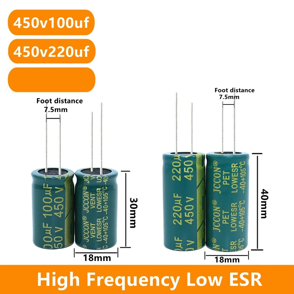 JCCON 6.3v 10v 25v 35v 50v 63v 100v 400v 450v 1uf 47uf 220uf 330uf 470uf 1000uf 1500uf 3300uf LOW ESR DIP Electrolytic capacitor
