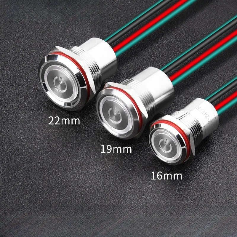 16 19mm Metal Pushbutton Switch High Current 10A Outdoor IP68 Self-Locking Reset Waterproof Start Power Button