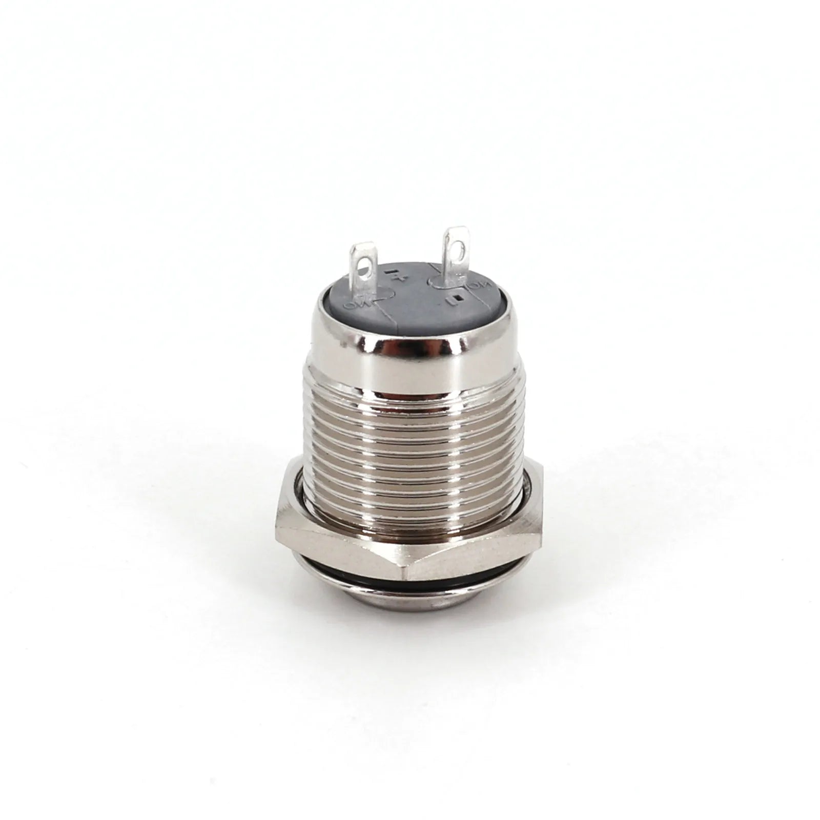 5Pcs Metal 16mm 2Pin ON-OFF Latching High Round Push Push Button Switch Normally Open