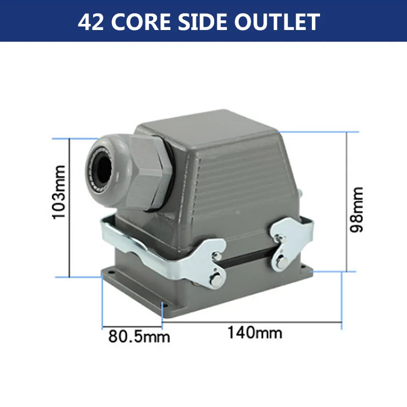 Rectangular Heavy Duty Connectors HDC HE 4 6 8 10 16 20 24 32 48 Core Pin 16A Waterproof Aviation Plug Top Side Line Connector