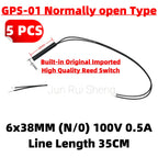 5PCS High Power GPS-01 6*38MM Waterproof Magnetic Contact Reed Switch 1A 160V 220V Normally Open/Closed NO NC Embedded Sensor