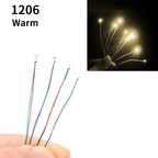 10pcs/Bag 0805 1206 SMD Lamp Wired Micro Litz Led Pre-Soldered Chip Wired 3V Railway Model Toy Light DIY Leads Wires 30cm