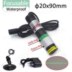 520nm Green Line Laser Module D20×90mm Waterproof Glass Len 10mW-135mW Focusable for Cutting Positioning