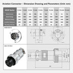 GX20 Flange Butting Type Aviation Plug &Socket 2/3/4/5/6/7/8/9/10/12 Pin Male&Femal Connectors Coppe