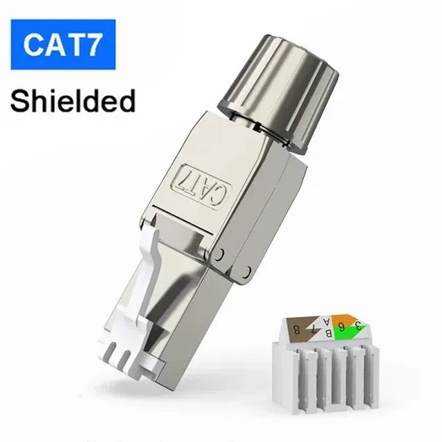 ZoeRax Cat8 Cat7 Cat6A RJ45 Connector, Tool-Free Toolless Shielded Ethernet Termination Plug for Solid Bulk S/FTP Ethernet Cable
