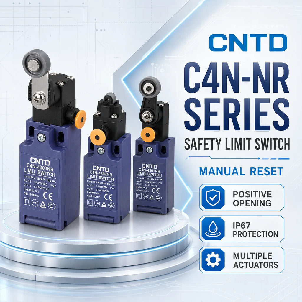 CNTD C4N‑NR Series vertical safety Micro Limit Switch IP65 Waterproof and dustproof Silver contact Safety Interlock C4N-4304NR
