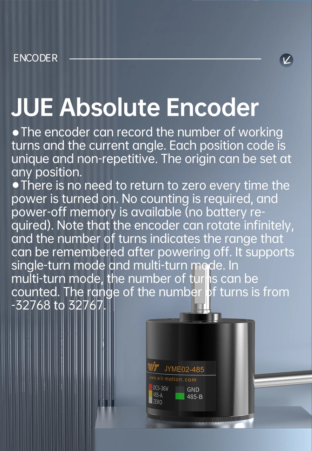 WitMotion JY-ME02 Rotary Absolute Encoder Digital High-Precision Angle Sensor 485 CAN Interface Power-Off Memory Angle Sensor