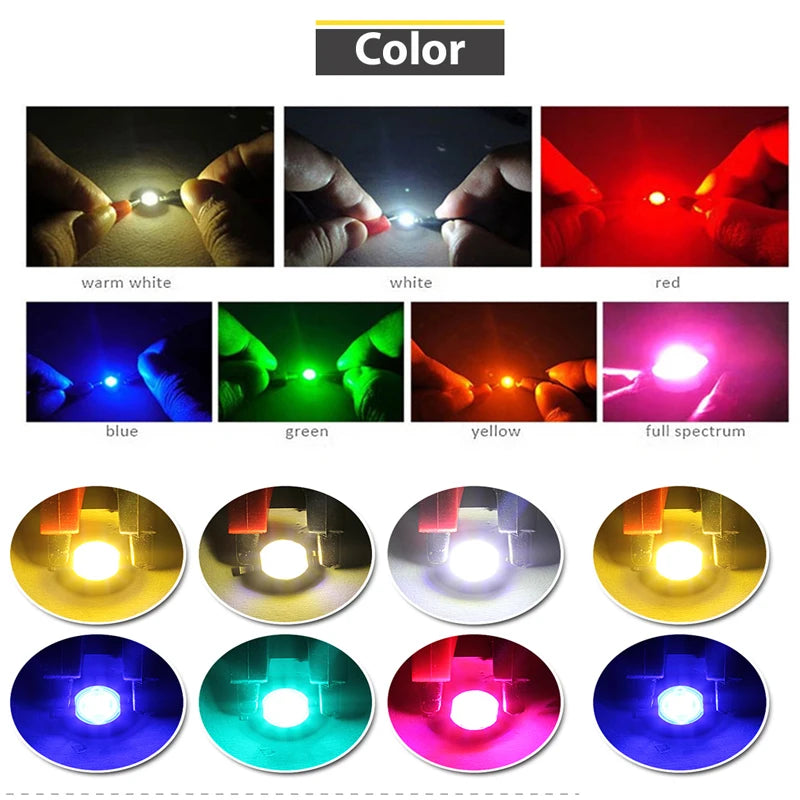 10-100pcs 1W 3W High Power LED Light-Emitting Diode LEDs Chip SMD Warm White Red Green Blue Yellow SpotLight Downlight Lamp Bulb