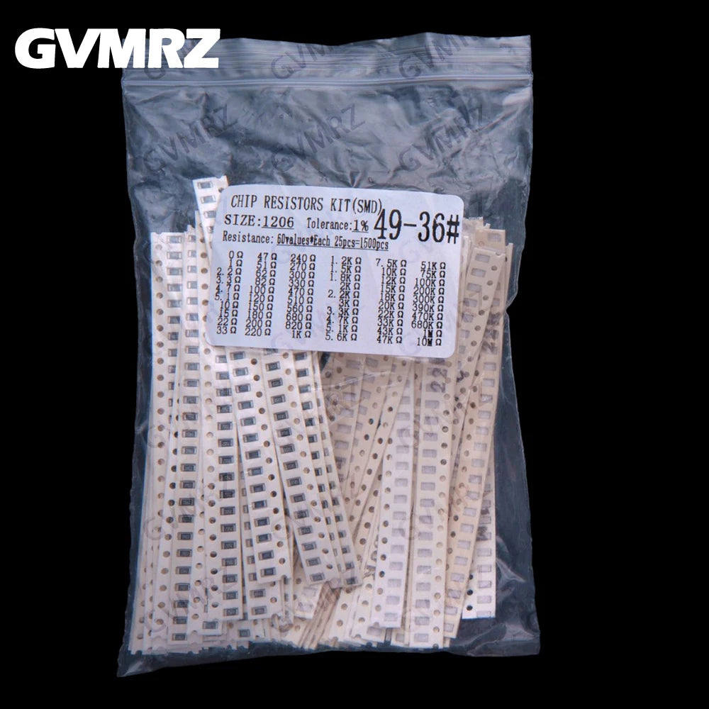 170/146/60Values 0603 0805 0402 1206 SMD resistor sop 1% Each 50PCS Each 25PCS 1k 2k 3k 4k 5k