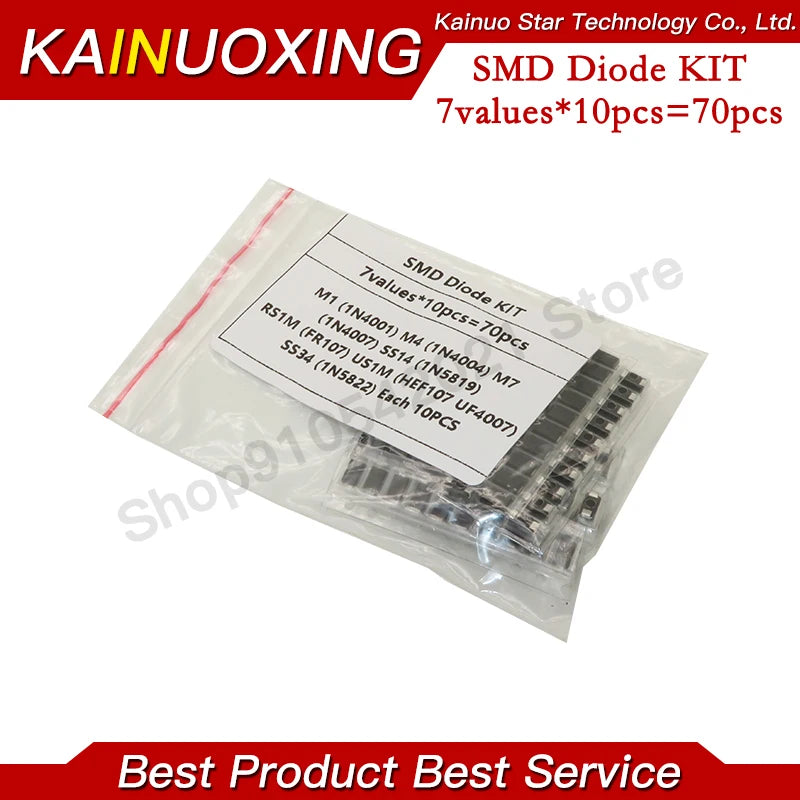 7 Types 70PCS Total Circuit Repair Assortment SMD Rectifier Schottky Diode Mixed Kit M1/M4/M5/M7/SS14/SS24/SS34