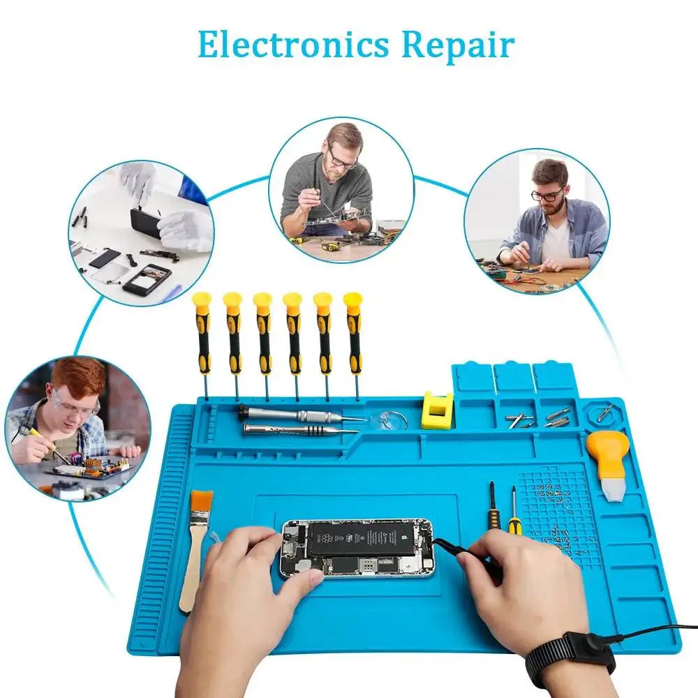 Welding Mat Heat Insulation Working Pad Silicone Soldering Mat Soldering Work Station Pad for Phone Welding Repair Tool