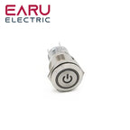 19mm Power Mark Press Metal Push Button Switch Waterproof Latching Self-lock Fixation LED Light Illumination 3V-6V 12V-24V 220V