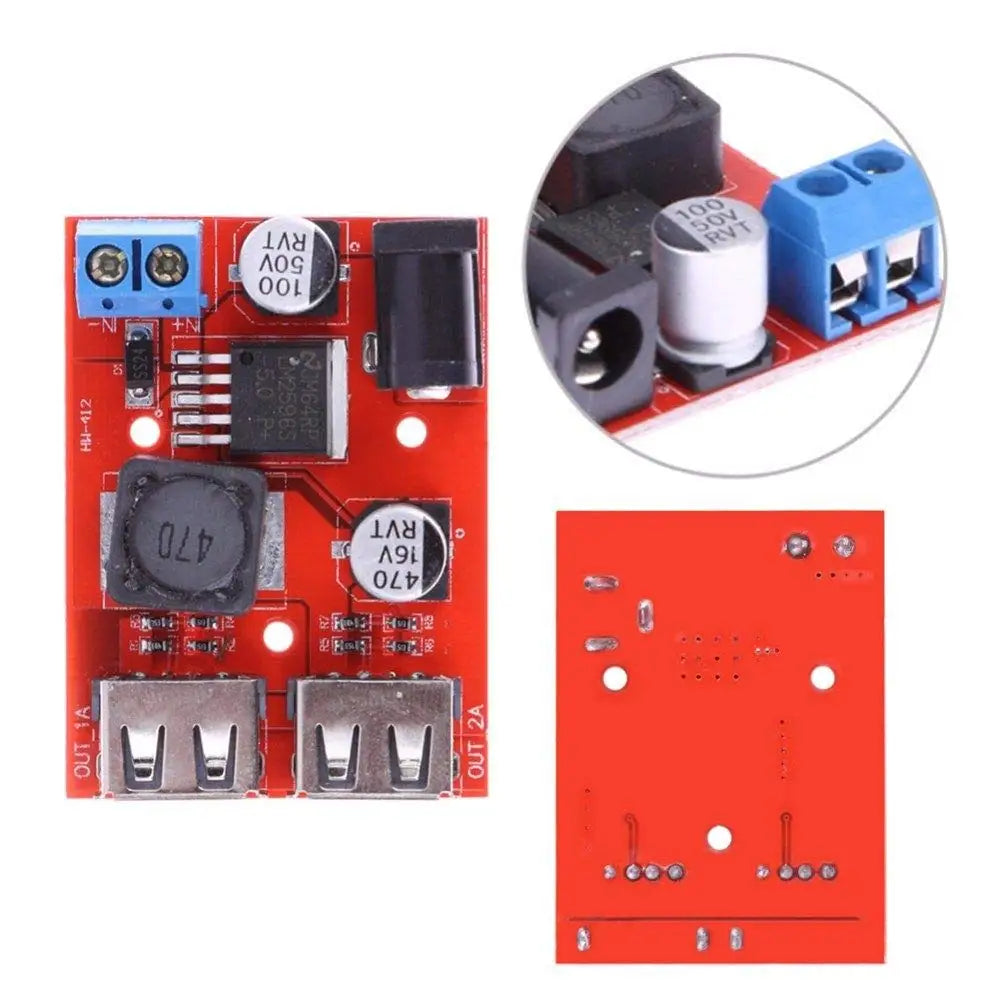 LM2596 LM2596S Dual USB DC-DC 9V 12V 24V 36V to 5V 3A Step Down Buck Converter Board Car Charger Solar Power Supply Module