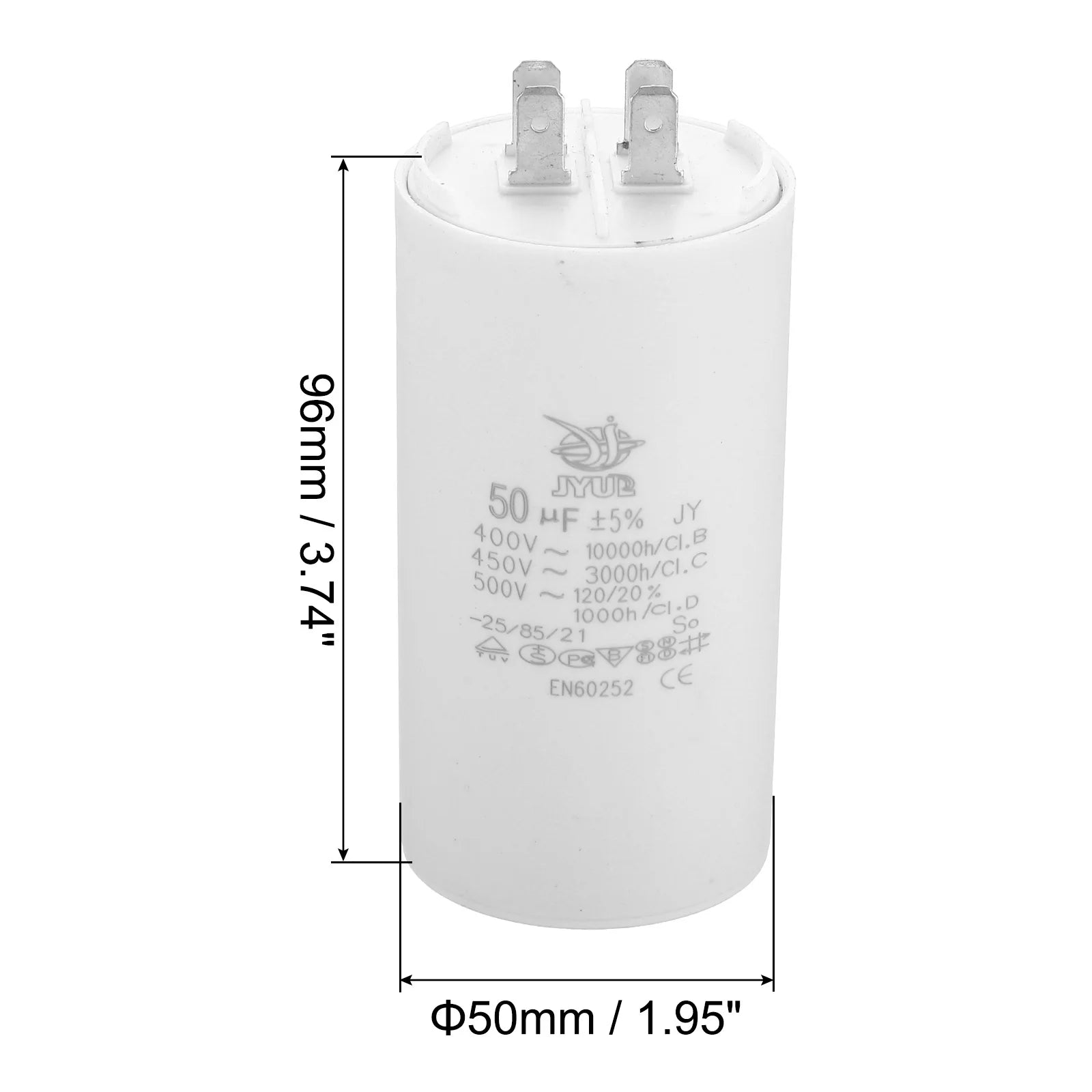 CBB60 8uf-100uf Running Capacitor AC 450V 4 Pins 50/60Hz Double Insert Cylinder Bottom for Air Conditioning Water Pump Fan Motor