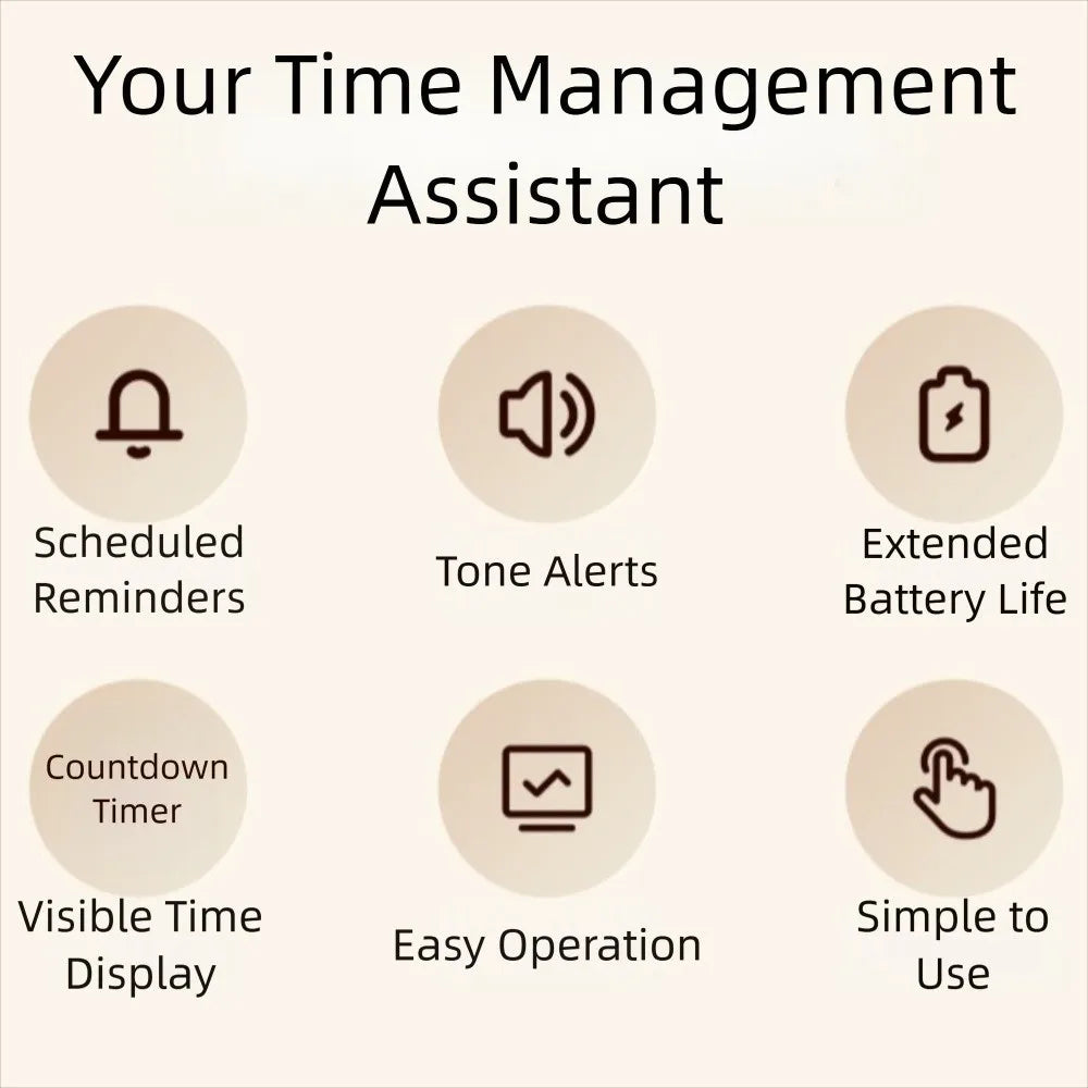 60 Minutes Visual Timer Round/Square Ultra Silent Countdown Alarm Clock Self-discipline Visualization Kitchen Timer