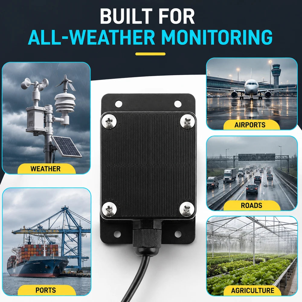 Outdoor Capacitive Rain Snow Sensor with Heating IP67 RS485 Modbus RTU 4-20mA 0-10V Relay Weather Transmitter DC12-24V