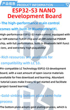 ESP32-S3 NANO WIFI Bluetooth Development Board Type C ESP32-S3-N16R8  N8 Module On-Board Antenna External 16M SPI FLASH 8M PSRAM