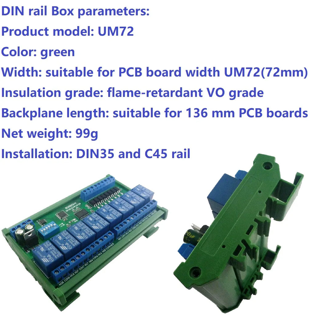 DC 12V 24V 8 Isolated Input & 8 Output DIN35 C45 Rail Box UART RS485 Relay Module Modbus RTU Control Switch Board