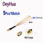 5pcs SMA to U.FL  Splitter RP-SMA / SMA Female to 2 3 4 5 6 7 8xU.FL 1 Female RG178 Cable WIFI Antenna Extension Jumper Pigtail