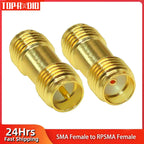 1 Piece SMA Female to RP SMA Female Adapter for Raido Antenna RP-SMA Copper RF Coaxial Connector Converter SMA-K