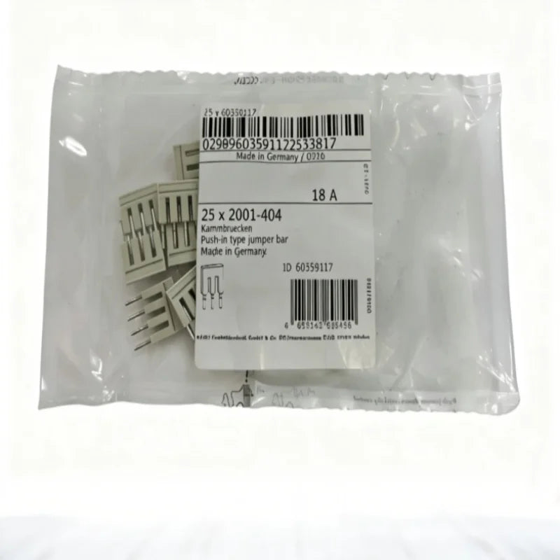 Ready Stock WAGO 2001‑402/403-410 2‑Way Comb Jumper Bar 17.5A 800V Light Grey For 2001‑Series 4.2mm Spring Terminal Block