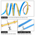 High Quality 5M Cob Led Strip Cri90 Free Cutting 12V 24V 3mm 5mm 8mm Self-adhesive Led Strip Light