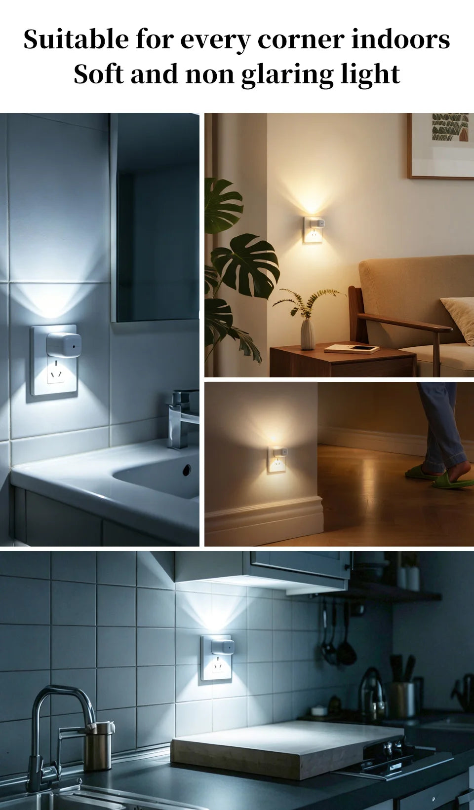 1/2/3/4pcs EU/US Plug LED Night Light Plug in Dusk To Dawn Sensor Auto on Off Rotatable Soft Light for Kids Room Kitchen Hallway