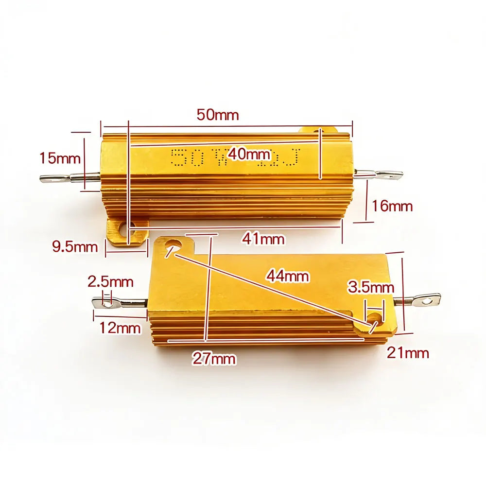 2PCS 10W 25W 50W 100W Aluminum Power Metal Shell Case Wirewound Resistor 0.1R 0.2 0.5 1K 2 3 4 5 6 8 10 12 15 20 30 50ohm RX24