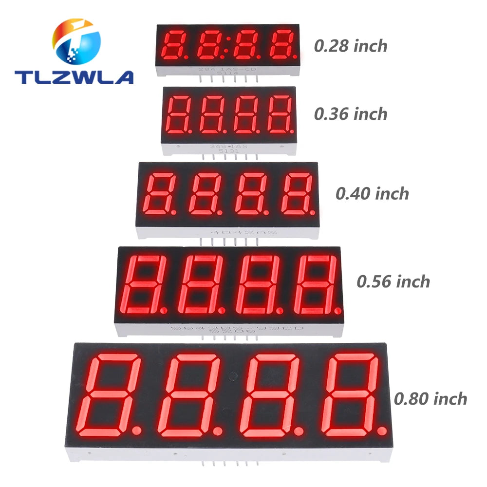 5PCS LED Digital Tube Display 0.28/0.36/0.4/0.56/0.8-Inch 1/2/3/4-Bit 7 Segment Common Cathode/Anode Red/White/Yellow/Green/Blue