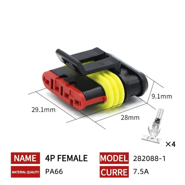 20/50/100Sets 1.5 Series AMP Automobile Connectors 1/2/3/4/5/6 Pin Super Seal Waterproof  Electrical Wire Connector PA66 Nylon