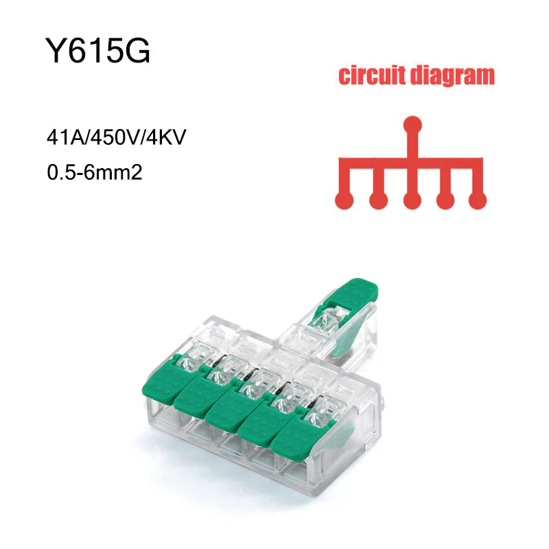 High Power 6mm² Fast Wire Electrical Connectors Universal Compact Splitter Push-in  Cable Wire Connector Fast Terminal Block