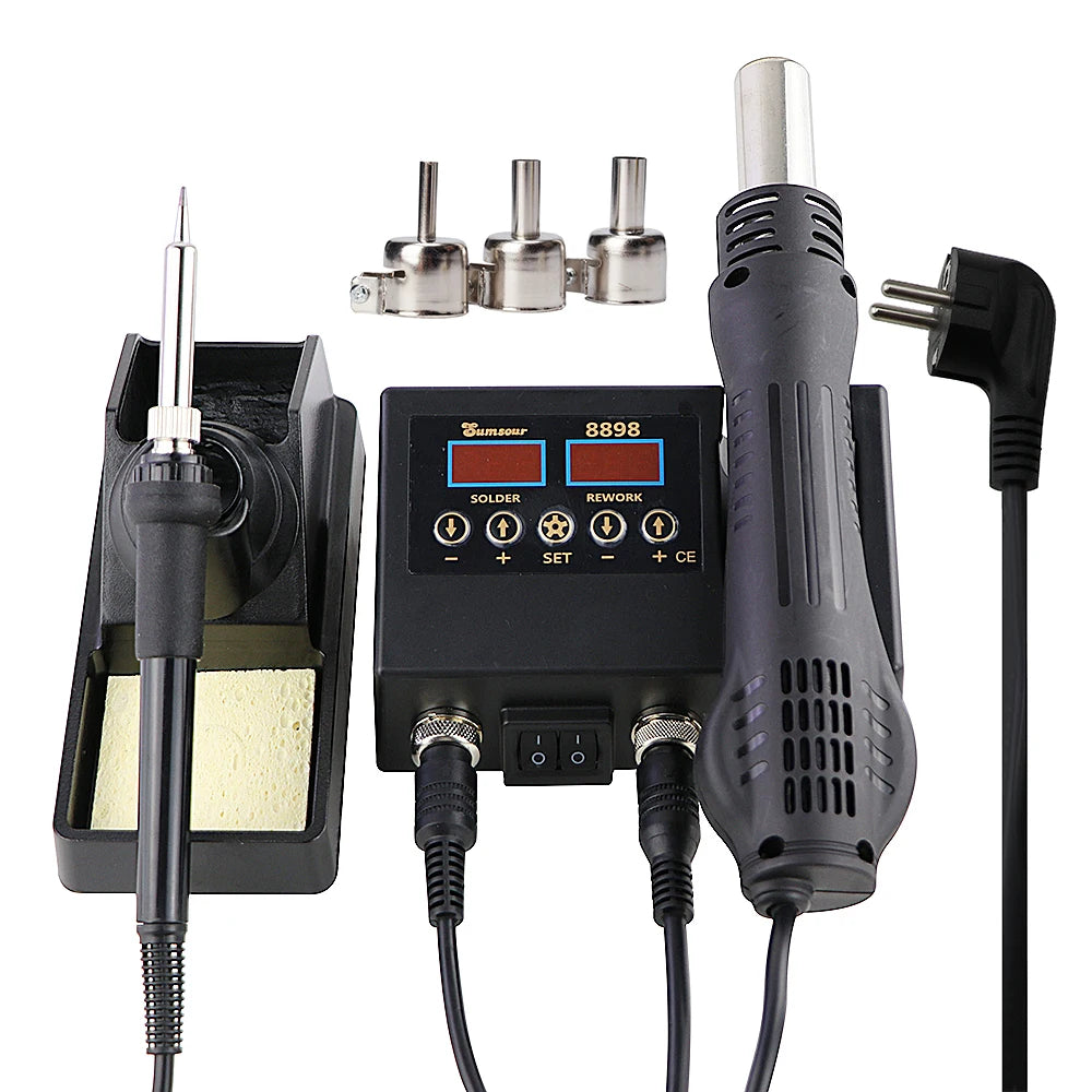 Soldering Station Digital Temperature Adjustable 2 in 1 SMD Solder Iron Hot Air Heat Gun Welding Rework For PCB IC Repair Tools