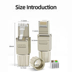 Tool Free Metal RJ45 Connector Toolless Reusable 23AWG to 26AWG Cable Internet Plug Easy Installation Tool-Free Termination Plug