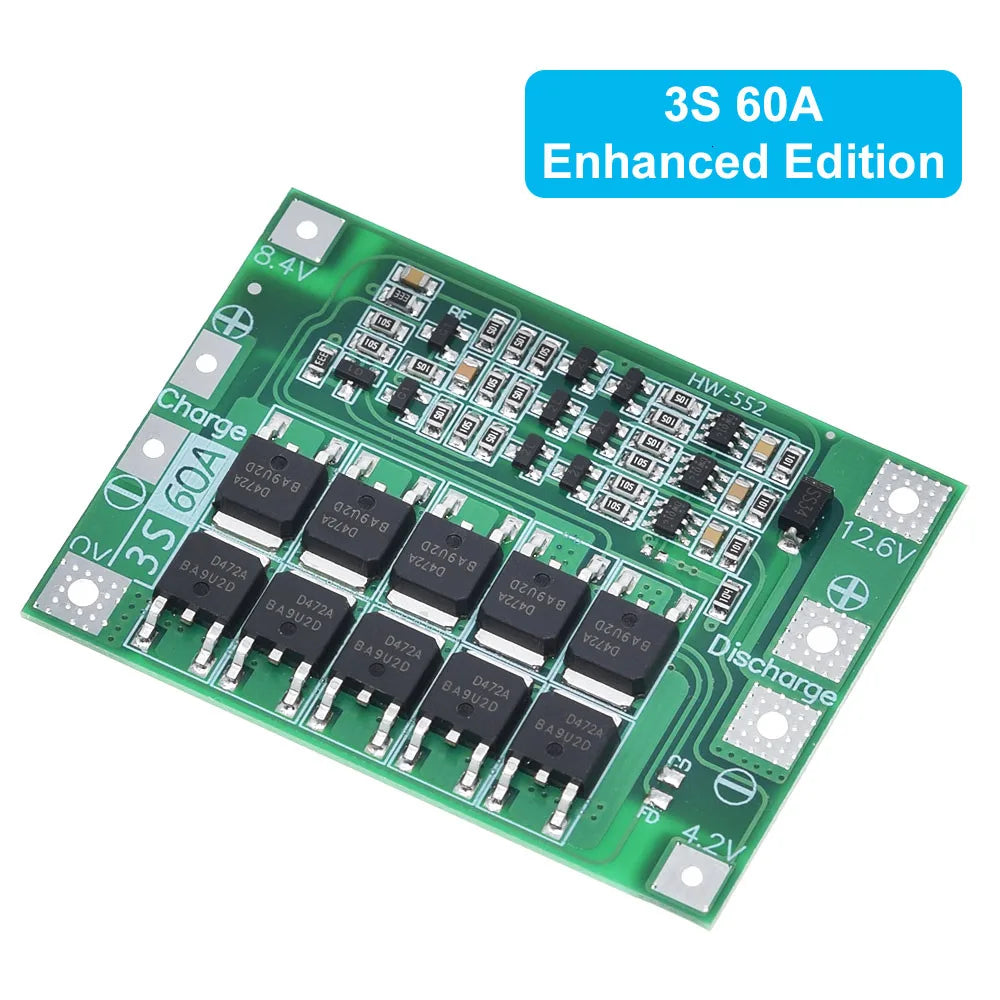 3S/4S 40A 60A Li-ion Lithium Battery Charger Protection Board 18650  BMS For Drill Motor 11.1V 12.6V/14.8V 16.8V Enhance/Balance