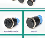 12/16/19/22MM black metal switch button self-locking latching reset power button start stop car motorcycle 6/12/24/220V on off