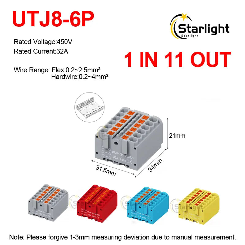 Distribution block PTFIX2.5mm² Wire Electrical Cable Connectors Plug-in Terminal Block  Splitter DIN-Rail Mounting Junction Box