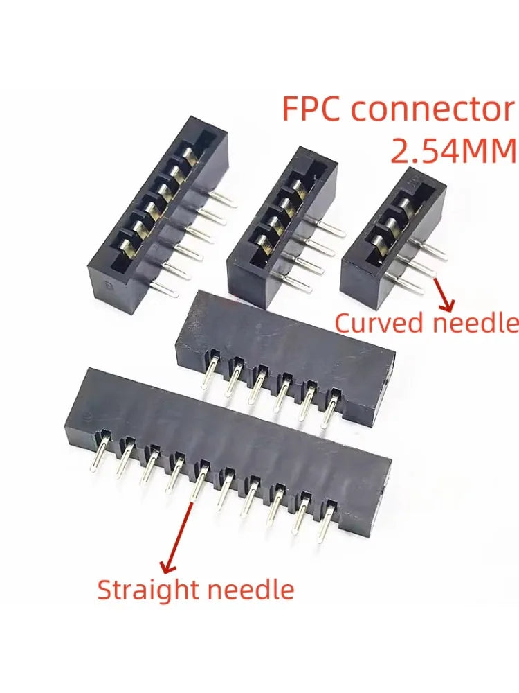 10PCS FPC Connector, Flat Flexible Cable Socket 2.54mm Membrane Socket, Straight Pin, Curved Foot, Double-Sided Connection