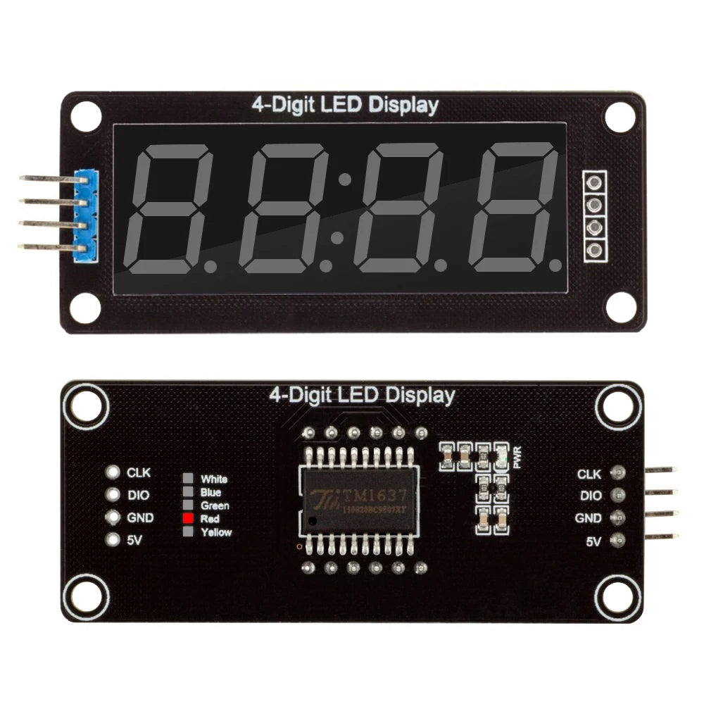 TM1637 LED Display Module 4 Digit 7 Segment Digital Tube 0.56 inch Time Clock Indicator Tube Module Double Dots for Arduino