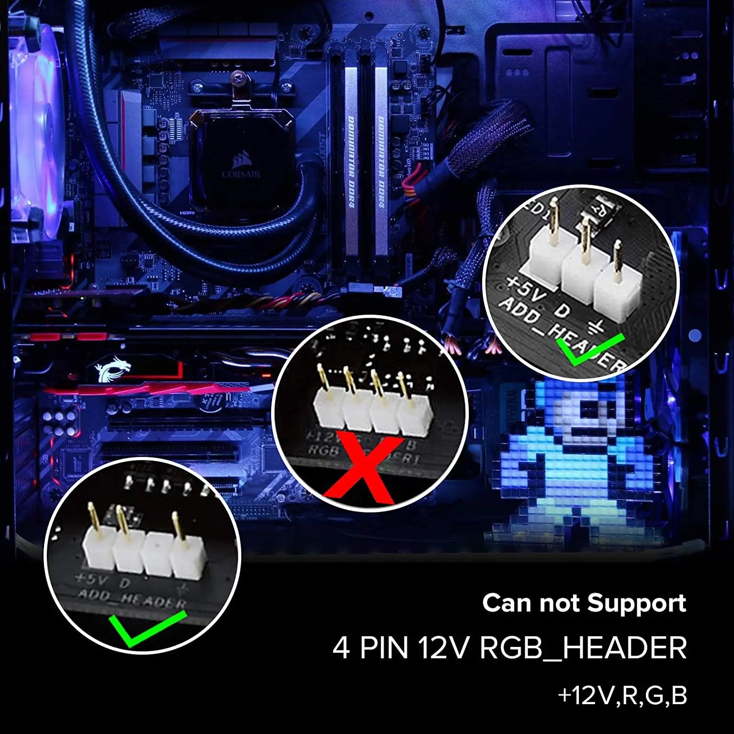 WS2812b ARGB LED Strip Light Addressable Rainbow Light Digital 5V 3pin Header PC Case Asus Aura Sync RGBIC Fusion MSI Mystic
