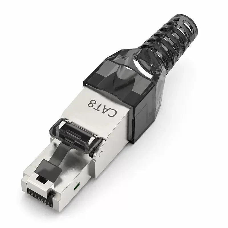 SUMMITEK CAT8 Cat7 CAT6A Tool-Free Connector RJ45 Termination Plug SFTP Zinc Alloy Shielded for Ethernet Cables POE