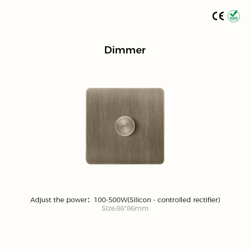 Avoir Bronze Brushed Toggle Switch 1-4 Gang 2 Way Metal Lever Wall Light Switches Standard Plug Adapter Electric Socket With Usb