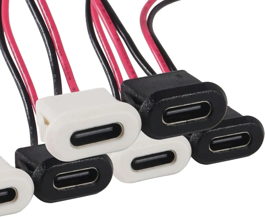 10pcs Type-C Female Chassis Connector USB C Female Chassis 2P Direct Crimp Jack Female Charging Port Waterproof Extension Power