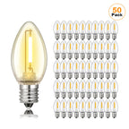 50PCS C7 LED Light Bulbs Plastic Shatterproof E12 Candelabra Base 1W Equal to 10W Replace Bulb For Outdoor  Decor String Lights