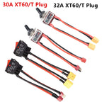 30A 32A 50A 12V 24V Battery Main Switch Large Current On-off with XT60/T Plug 14AWG Wire for RC Tug/Bait Boat 550 775 Motor
