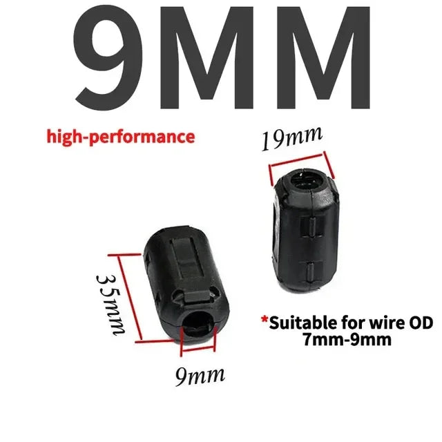 20PCS 3.5/5/7/9/13mm Ring Core Ferrite Bead Clamp Choke Coil EMI RFI Noise Filter Clip Snap Cable for Black Magnetic Snap-on