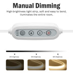 Dimmable Switch 220V COB LED Strip Neon Light Dimmer Power Kit Waterproof 3000K 4000K 6000K 288LED Kitchen Room Decor Flex Lamp