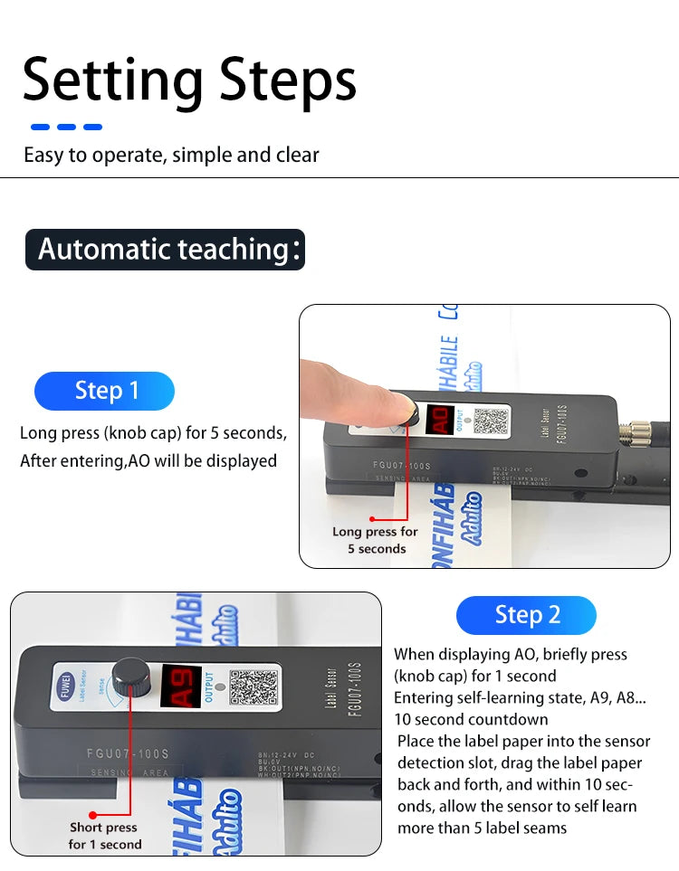 FGU07-100S Capacitive Detection Transparent Label Sensor Switch for Marking Eye in Labeling Machine