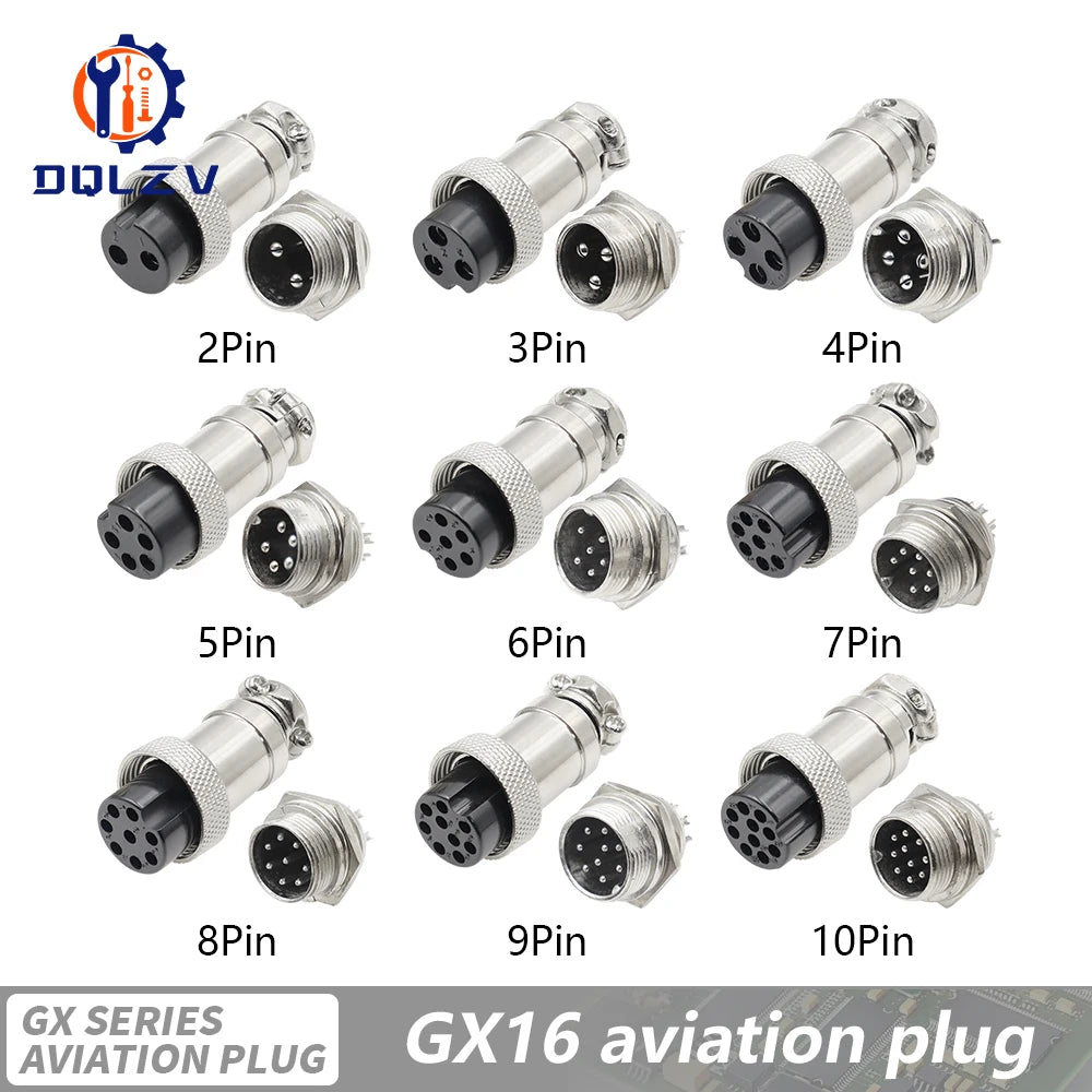 5/10/20Set GX12 GX16 GX20 2 3 4 5 6 7 8 9 10 12 14 15 Pin Docking Aviation Plug Socket Waterproof Circular Connector
